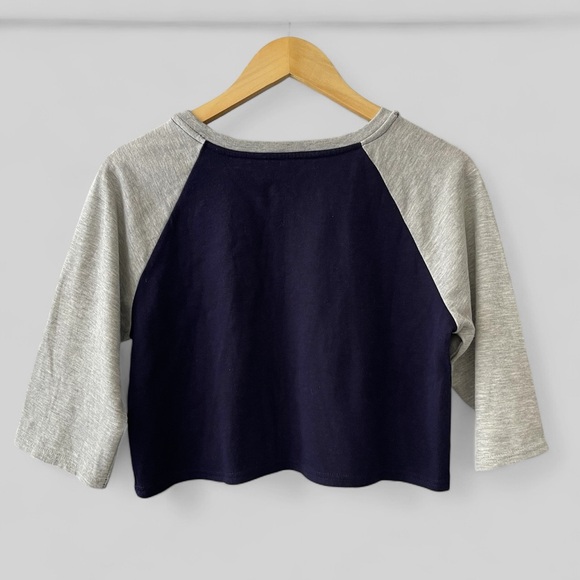 Psycho Bunny Cropped Tee Womens Size Small 3/4 Sleeve Blue Gray - Picture 2 of 6